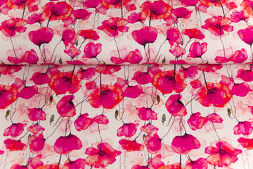 Jersey mit Mohnblumen, ecru, Artikel-Nr. FVJ-4395, Fräulein von Julie, 0,5 m